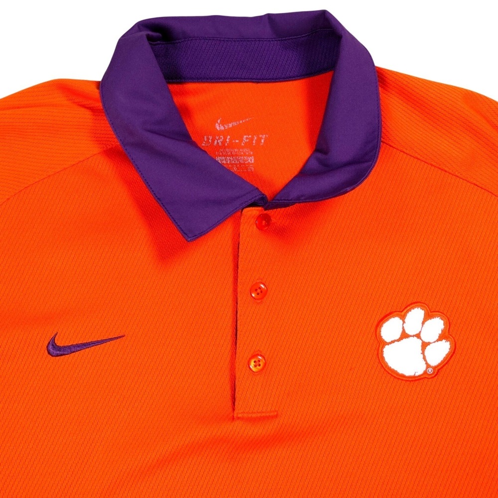 Vintage Nike Dri-FIT Clemson University Tigers Football Polo Shirt Size Mens XL